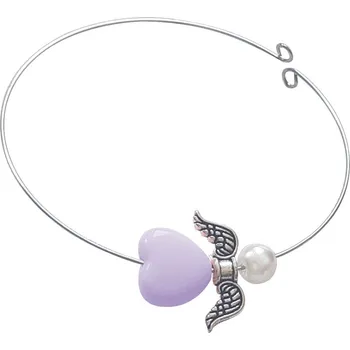 Náramek Dívčí náramek s andělíčkem, fialové srdíčko