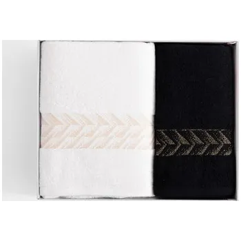 Držák na ručník Sada 2 ručníků bílý/černý GLOW