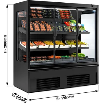 Vinotéka G.Gastro Přístěnný chladicí regál černý - 1,96 x 0,88 m - se 2 policemi & zrcadlem