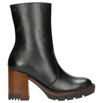Dámské kozačky Černé Dámské Kotníkové Boty Na Hnědém Podpatku Wojas 5522551 37