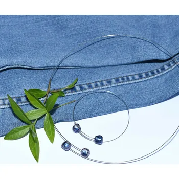 Náhrdelník Linda, dámské náhrdelníky s tvarovanými modro bílými perleťovými korálky