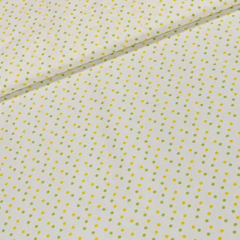 Bavlněné plátno MATY 1586404/22 žlutý a zelený puntík na bílé, š.140cm (látka v metráži)