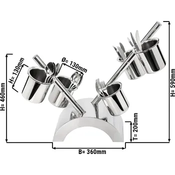 Příborník do zásuvky G.Gastro Cutlery Box / Shelf – 5 Compartments - Stainless Steel - Removable Containers - 360×200×590 mm