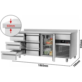 Lednice G.Gastro Chladicí stůl PREMIUM - 1,86 x 0,7 m - s 1 dveřmi c 6 zásuvkami 1/3