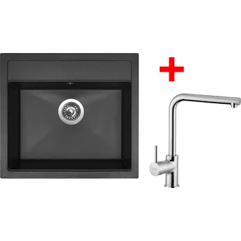 Granitový dřez Sinks SOLO 560 Granblack + ELKA lesklá SOLO 560 Granblack + ELKA lesklá