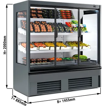 Vinotéka G.Gastro Přístěnný chladicí regál šedý - 1,96 x 0,88 m - se 2 policemi & zrcadlem