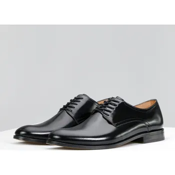 Pánská obuv Černé Lesklé Pánské Kožené Boty Z Lícové Kůže Wojas 1005551 41