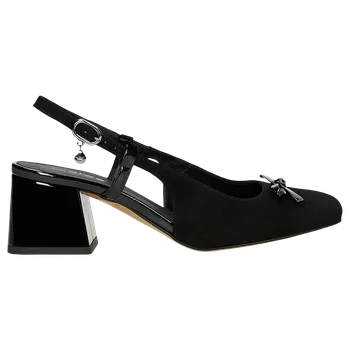 Dámské lodičky Černé Sametové Lodičky S Otevřenou Patou A Ozdobnou Mašlí Wojas 3515871 39