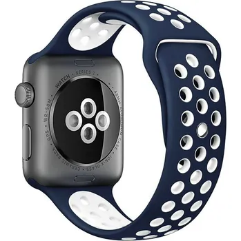 Řemínek na hodinky Řemínek pro Apple Watch Ultra 49mm / 46mm / 45mm / 44mm / 42mm - silikonový - modrý / bílý - (M/L)