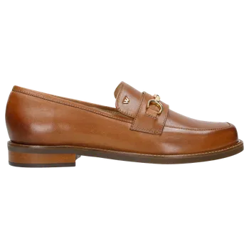 Dámské polobotky Hnědé Kožené Mokasíny Dámské Se Zlatými Detaily Wojas 4609253 37