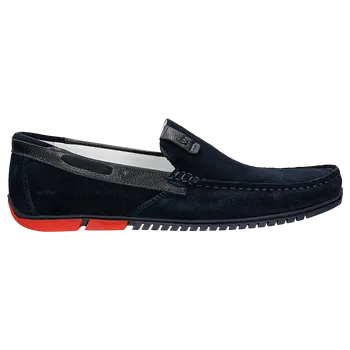 Pánské polobotky Modré Mokasíny S Červenými Detaily Na Podrážce Wojas 1019076 44