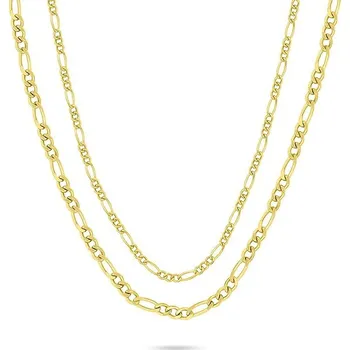 Náramek Brilio Silver Dvojitý pozlacený náhrdelník Figaro NCL196Y (Ag925/1000, 5,49 g)