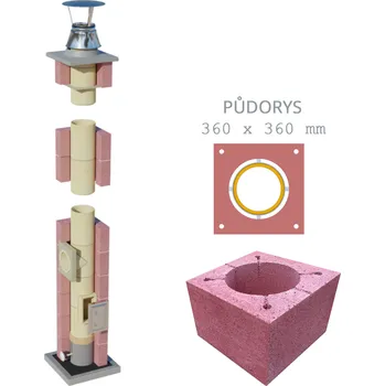 Komín SUPERKOMÍNY SUPER BLOK Passive výška 11,28 m 160/90°