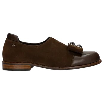 Dámská obuv Hnědé Polobotky S Ozdobnou Mašlí Z Hladké Kůže A Veluru Wojas 4630272 37