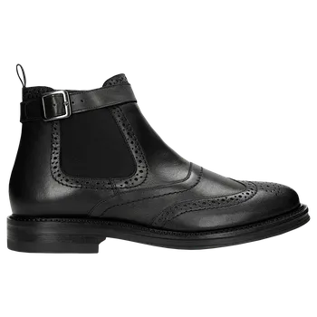 Pánské polobotky Černé Pánské Chelsea Boty S Dekorativním Brogováním Wojas 2004551 40
