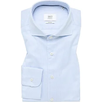 Pánská košile Košile Eterna Slim Fit Uni Twill Soft tailoring pruhovaná modrá velikost: 38, délka rukávu: dlouhý rukáv