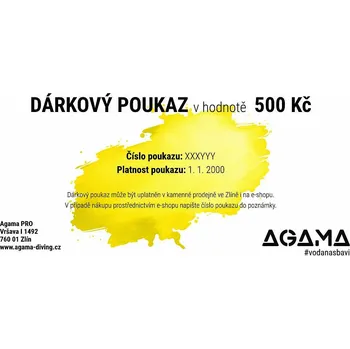 Dárkový poukaz Agama (500 Kč, 1 000 Kč, 2 000 Kč) - 500 Kč