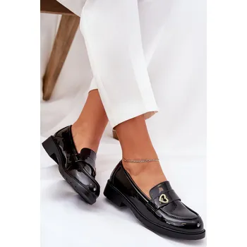 Dámské mokasíny S. BARSKI Lakovane Dámské Mokasíny Se Srdíčkem Černé S.Barski S. BARSKI černá 3276863