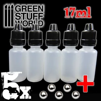 Green Stuff World 5x Empty Dropper Bottles 17ml with Mixing Balls (Green Stuff World)