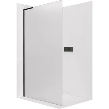 CERANO - Sprchová zástěna Walk-in Onyx L-levá vzpěra - 8 mm - černá matná, mléčné sklo - 40x200 cm