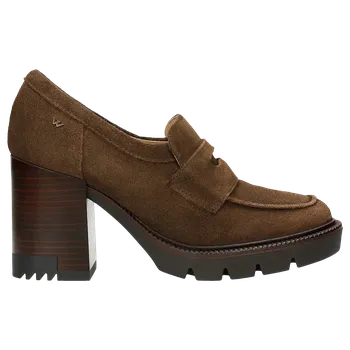 Dámské polobotky Hnědé Dámské Mokasíny Na Podpatku Ze Štípané Kůže Wojas 4623962 37