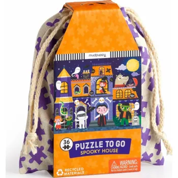 Puzzle Mudpuppy Puzzle Strašidelný dům v látkovém pytlíku 36 dílků