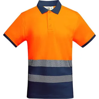 Pánské oblečení Roly Atrio Pánské reflexní polo tričko HV9318 Navy Blue 55-Fluor Orange 223 L