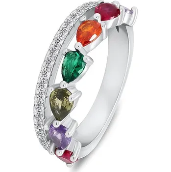 Prsten Brilio Silver Stříbrný prsten s barevnými zirkony RI127W 50 mm (Ag925/1000, 3,2 g)