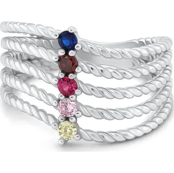 Prsten Brilio Silver Pětiřadý stříbrný prsten s barevnými zirkony RI129W 50 mm (Ag925/1000, 2,57 g)