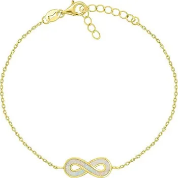 Náramek Brilio Silver Pozlacený náramek s bílým opálem Nekonečno BRC208Y (Ag925/1000, 1,94 g)