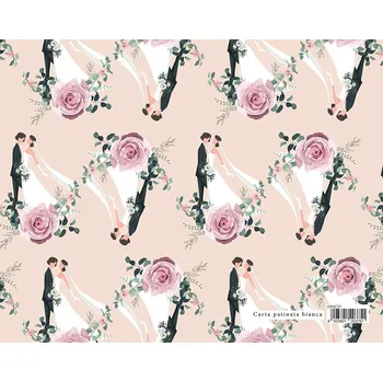 Balící papír Dárkový balicí papír MATRIMONIO 70x100 cm - novomanželé a růže