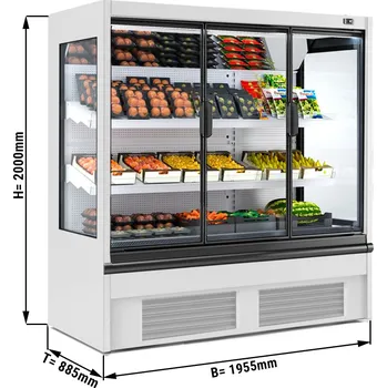 Vinotéka G.Gastro Přístěnný chladicí regál bílý - 1,96 x 0,88 m - se 2 policemi & zrcadlem