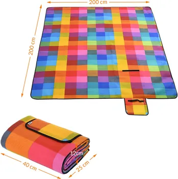 cyklosedačka Detex® Pikniková deka Pixel 200×200 cm – skládací, nepromokavá