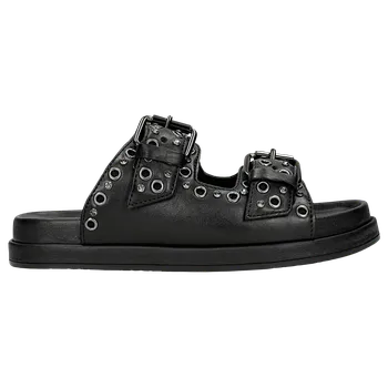 Dámské žabky Černé Pantofle Z Lícové Kůže S Ozdobnými Cvoky Wojas 7412551 36