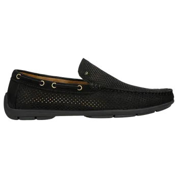 Pánské polobotky Černé Kožené Polobotky Pánské S Perforací Wojas 1010321 44