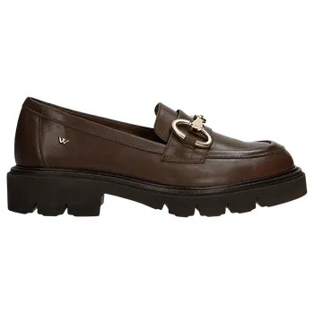 Dámské polobotky Hnědé Kožené Dámské Mokasíny Se Zlatou Ozdobou Wojas 4626452 36