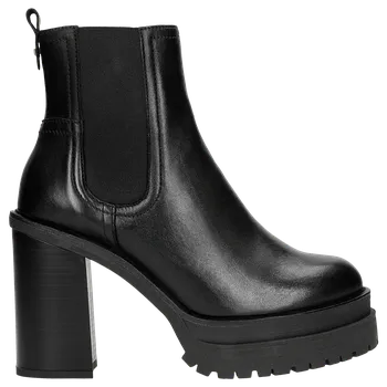 Dámské kozačky Černé Kožené Dámské Botky Na Sloupovém Podpatku Wojas 5522351 40