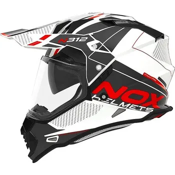 Helma na motorku NOX N312 Drone 2024, bílá, černá, červená, velikost XL