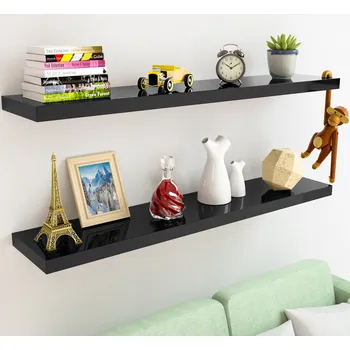 police Casaria® Plovoucí police na zeď 50 cm – černá lesklá, nosnost 15 kg