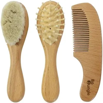 hřeben Bo Jungle Sada dřevěných kartáčků Baby Care 3 ks