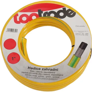 Zahradní hadice TOPTRADE zahradní hadice 1", 10 m – žlutozelená, neprůhledná (PVC vyztužená PES vláknem, 25 mm, pracovní tlak 6 bar)