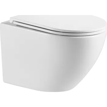 Klozet Omnires Ottawa wc mísa se sedátkem s pomalým sklápěním závěsná bez splachovacího kruhu bílá lesk OTTAWAMWBP