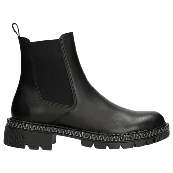 Dámské polobotky Černé Kožené Kotníkové Boty S Ozdobným Zipem Wojas 5526851 40