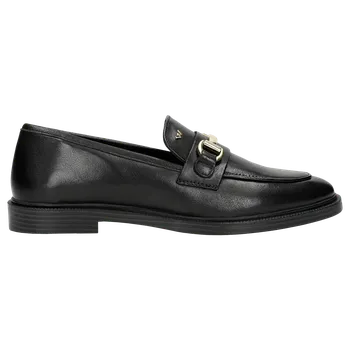 Dámské polobotky Černé Kožené Dámské Mokasíny Se Zlatou Přezkou Wojas 4625451 36