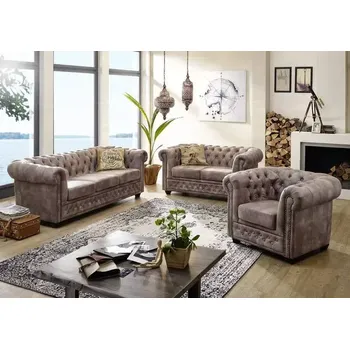 Sedací souprava Askont Chesterfield Oxford: Sedací souprava 3+2+1 silver