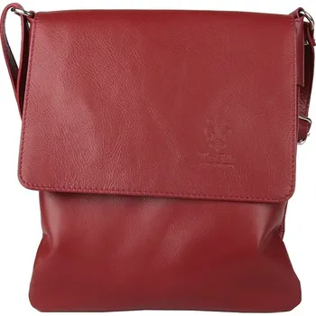 Kabelka Tmavěčervená středně velká kožená crossbody kabelka no. 47