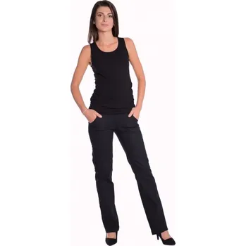 Be MaaMaa Bavlněné, těhotenské kalhoty s kapsami - černé, vel. XXXL