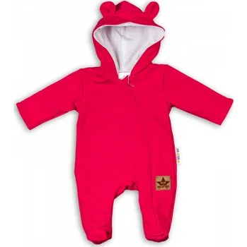 Kojenecký overall Baby Nellys Kojenecký teplákový overal s kapucí Teddy - malinový, vel. 80