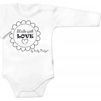 Body dlouhý rukáv Made with love, Baby Nellys, bílé, vel. 62
