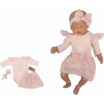 Z&Z 3-dílná soupravička body, tylová suknička a čelenka, růžová